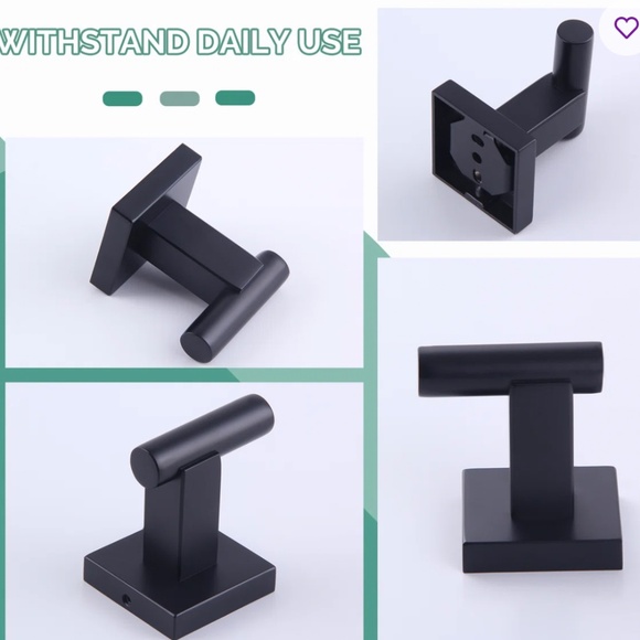 NIB NWT Bathroom Wall Mount Towel Hook x 3 - Picture 4 of 7